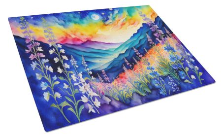 NEW Delphinium in Color Glass Cutting Board Decorative Tempered Glass Kitchen Cutting and Serving Board Large Size Chopping Board