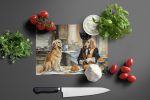 Golden Retriever Fall Kitchen Pumpkins Glass Cutting Board Decorative Tempered Glass Kitchen Cutting and Serving Board Large Size Chopping Board