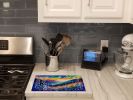 NEW Delphinium in Color Glass Cutting Board Decorative Tempered Glass Kitchen Cutting and Serving Board Large Size Chopping Board