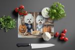 NEW Bichon Frise Fall Kitchen Pumpkins Glass Cutting Board Decorative Tempered Glass Kitchen Cutting and Serving Board Large Size Chopping Board