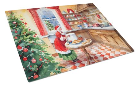 NEW Cookies with Santa Claus Mrs. Claus Glass Cutting Board Decorative Tempered Glass Kitchen Cutting and Serving Board Large Size Chopping Board (Default: Default)